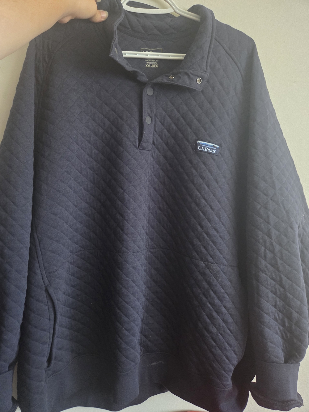 L.L.Bean Men's Quilted Sweatshirt, Mockneck Quilted Pullover in Black XXL Like